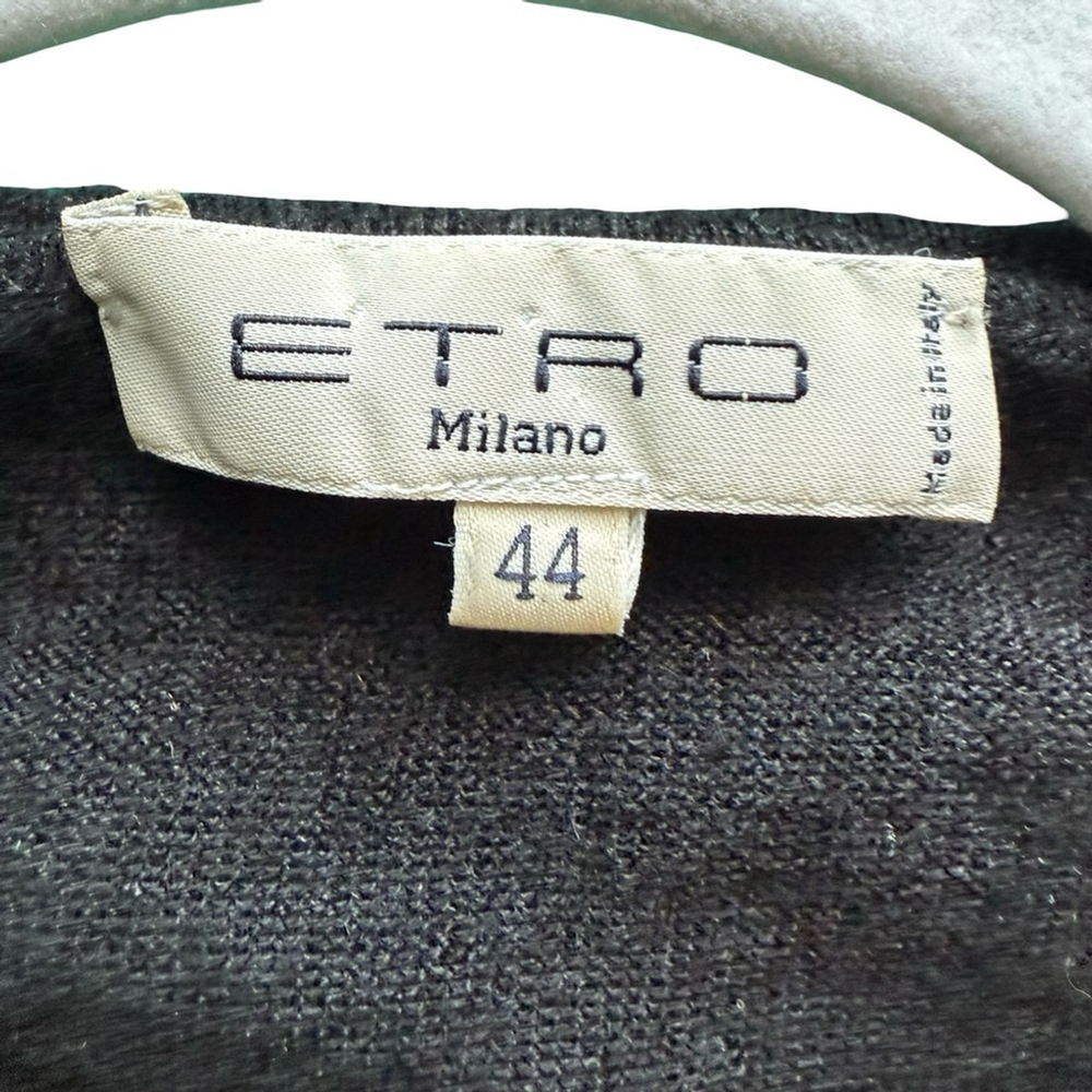 Etro Milano Black Sleeveless Cashmere Silk Blend Blouse Tank Top Size 44 8-10 - Picture 5 of 12